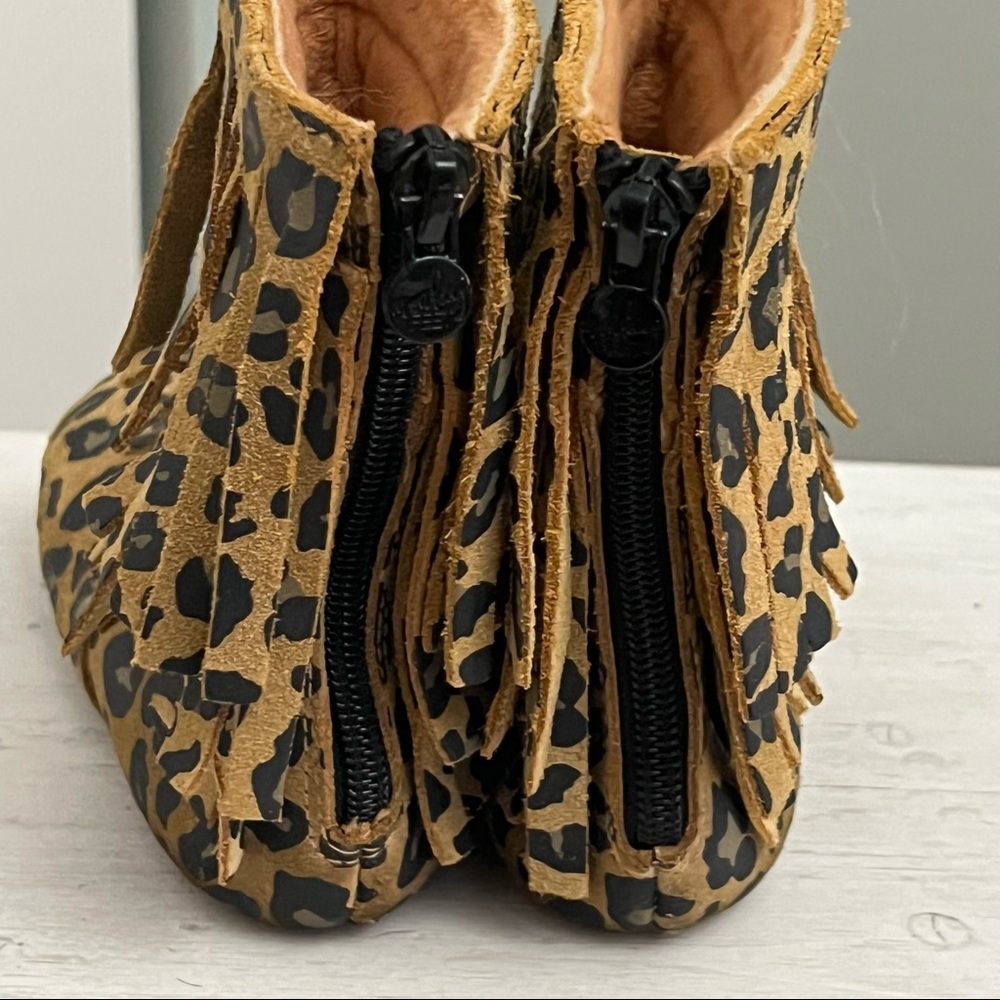 Monkey Feet Leather Fringe Minky Lined Mocassin Bootie Toddler 9-10 - Picture 9 of 16
